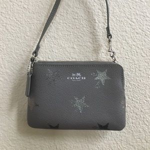 Coach grey and silver star wristlet
